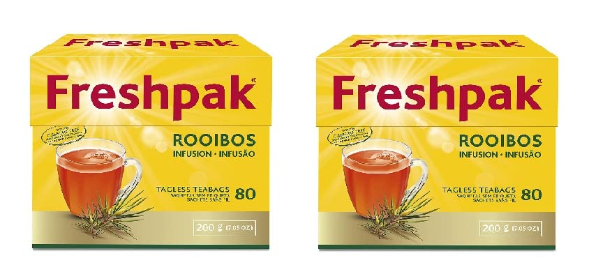 FRESHPAK Rooibos Tea 80 Tagless Bags, Pure Premium, Pack of 2, Red