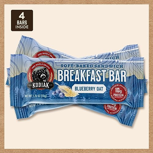 Kodiak Cakes Soft Baked Sandwich Breakfast Bar, Blueberry Oat, High Protein, 100% Whole Grains, 12 boxes with 4 bars each (48 ba