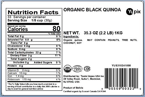 Yupik Organic Tri-Color Quinoa, 2.2 Lb, Pack Of 6, Non-Gmo, Gluten-Free, Kosher, Raw Seeds, Mix Of White, Red & Black Quinoa, Un