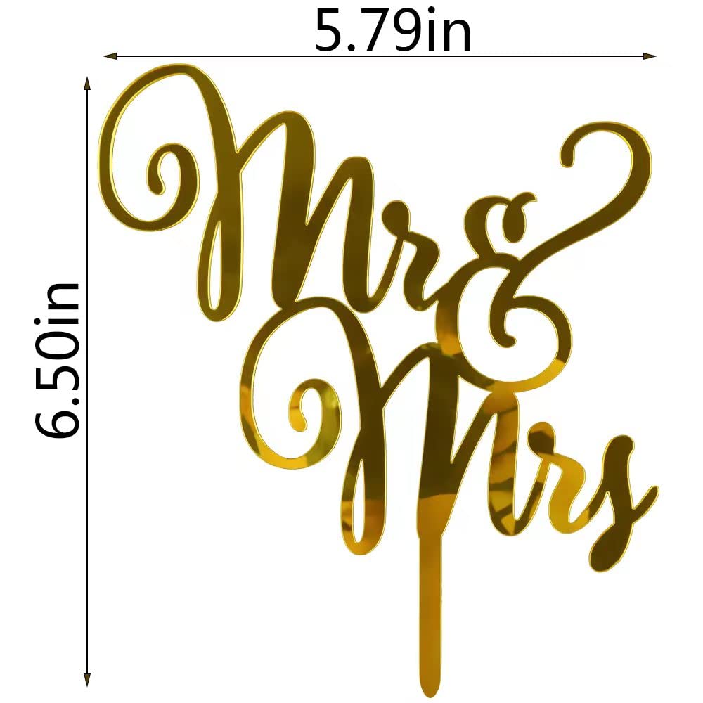 Qertesl Acrylic Mr & Mrs Cake Topper,Bride And Groom Cake Topper, Wedding Or Anniversary Party Cake Topper.