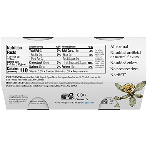 Siggis Vanilla Non Fat Yogurt 4 Pack, 21.2 OZ