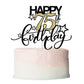 Bekaterea Happy Birthday Cake Topper,Black Font Golden Numbers 75Th Birthday Cake Decoration,Hello 75, Cheers To 75Years/75Th An