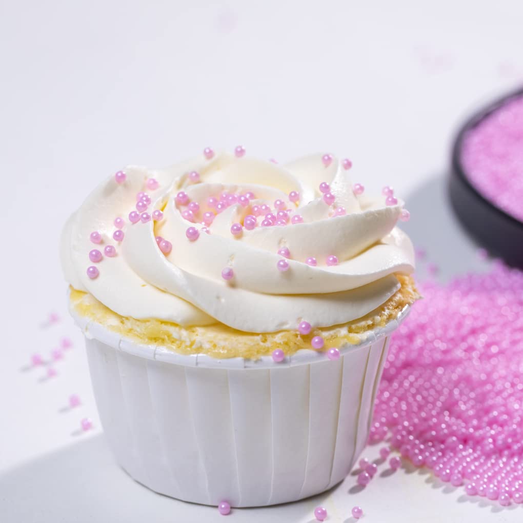 Pink Sprinkles 130g/4.6oz Edible Pearl sprinkles for Cake Decorations,Christmas Cake Dessert Sprinkles,Cookie sprinkles,Sugar Pe