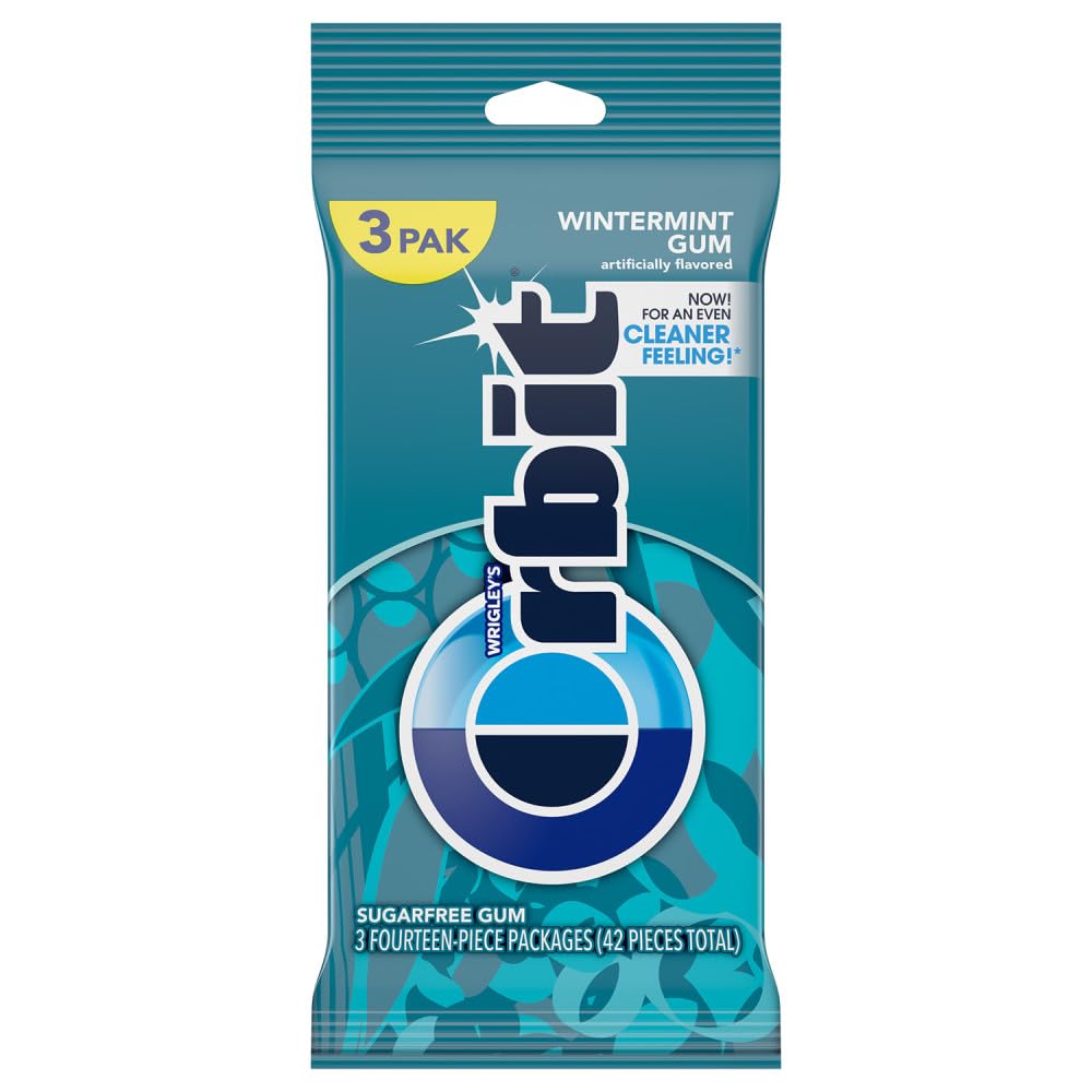 Orbit Wintermint Sugar Free Chewing Gum, 3 Packs Of 14-Pieces (42 Total Pieces)