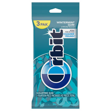 Orbit Wintermint Sugar Free Chewing Gum, 3 Packs Of 14-Pieces (42 Total Pieces)