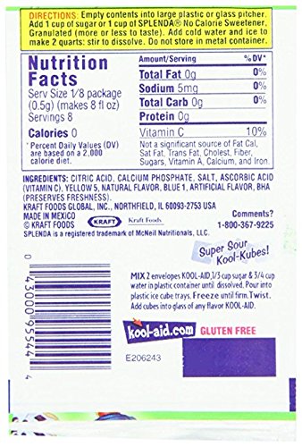 Kool Aid Lemon Lime Drink Mix 0.13 Ounce (Pack of 48)