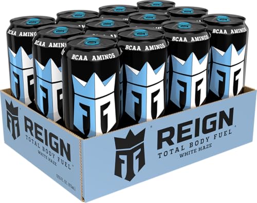 REIGN Total Body Fuel, White Haze Fitness Drink, 16 Fl Oz, Pack of 12 - Performance Boosting Energy Beverage