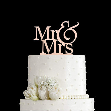 Mr And Mrs Cake Topper, Bride And Groom Sign Wedding Engagement Cake Toppers Decorations (Mirror Rose Gold Acrylic)