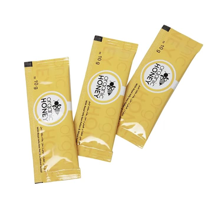 Organic Natural Honey Infused With Natural Jelly, Honey Bee Pollen & 100% Mixed Natural Herbs (Large Pack Of 24 Sachets 10Gram E