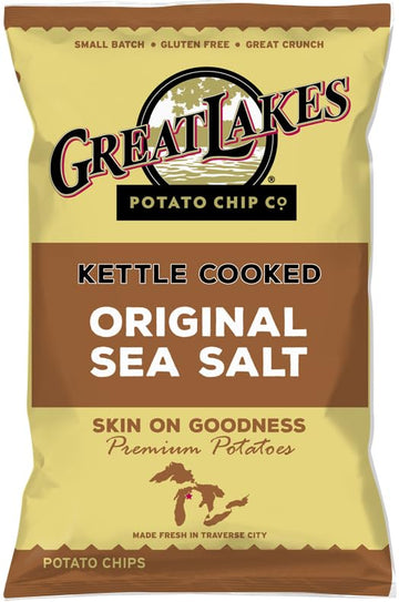 Kettle Cooked Potato Chips By Great Lakes Value Pack Bundled By Superdeals | 1.375 Oz Bag | Original Sea Salt | Pack Of 12 With