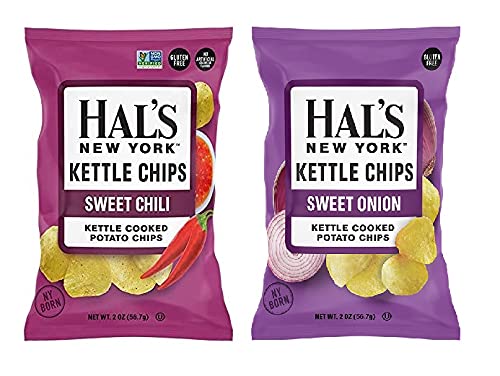 Hal's New York Kettle Cooked Potato Chips, Gluten Free, 2oz (Sweet Variety, Pack of 12)