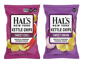 Hal's New York Kettle Cooked Potato Chips, Gluten Free, 2oz (Sweet Variety, Pack of 12)