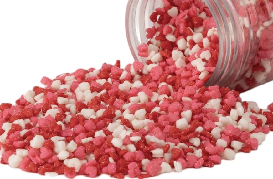 Edible Accents Mini Hearts - Confectionery Accents, Gluten Free, Egg Free, Nuts Free, Kosher, Fancy Sprinkles Medley Mix, For Ba