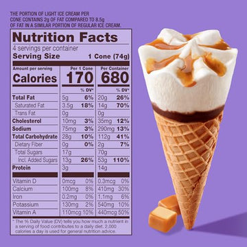 Skinny Cow, Vanilla / Caramel Cones, 4 Count (Frozen)