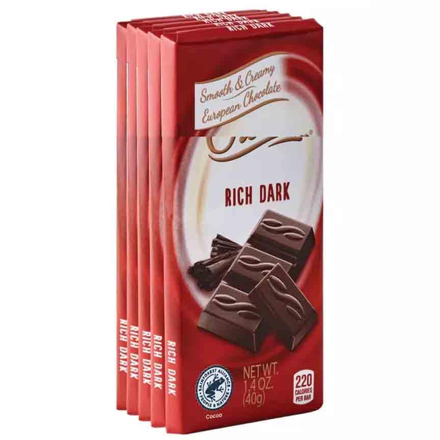 Generic Dark Chocolate Bars - Imported German Snack, Gluten Free, 5 Bars, 1.4oz Each, Individually Wrapped Treats