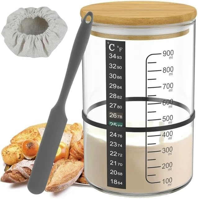 BRIRILINE Pro Sourdough Bread Starter Kit - 34 oz - 2 Pack - Ideal for Baking - Model ThaiveeCSA