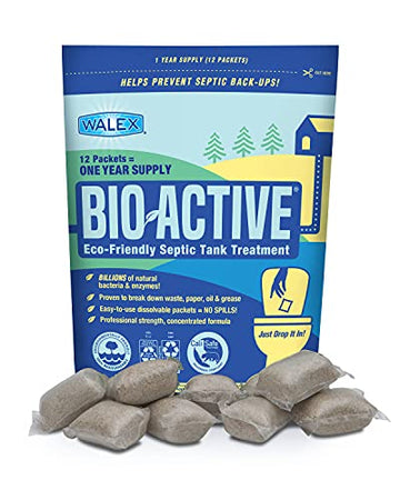 Walex Bio-31112 Bio-Active Drop-Ins Septic Additive, 12 Pack, 1 Years Supply, Multi-Color