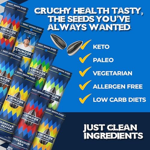Chinook Seedery Roasted Sunflower Seeds to Eat - 1.5 oz (Pack of 36) Variety Packs - Jumbo Low Sodium Sunflower Seeds Keto Snack