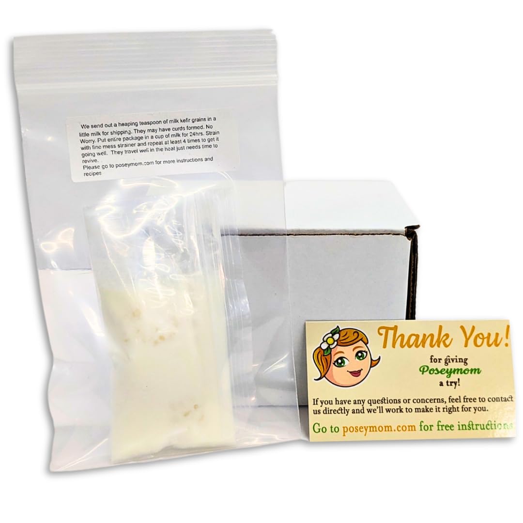 POSEYMOM Milk Kefir Grains | DIY Fermented Priobiotic Health Drink Starter Culture | 1 Heaping Teaspoon Fresh, Live Grains | Ful