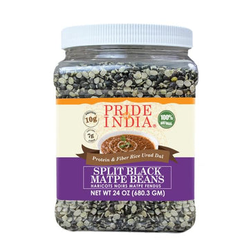 Pride Of India - Pack Of 6 - Indian Split Black Gram Matpe Beans - Protein & Fiber Rich Urad Dal, 1.5 Pound Jar