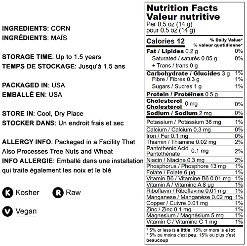 Food To Live Super Sweet Corn Kernels, 8 Ounces - Freeze-Dried, Raw, Kosher, Vegan, Bulk. No Sugar Added. Crunchy Snack. High In