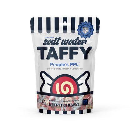 Taffy Shop Peoples PPL, Pomegranate Peach Lemonade Salt Water Taffy - Gourmet Soft Chewy Candy, Bulk Sweet Snack, Fresh Gift & 