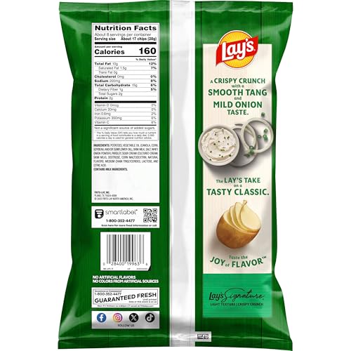 Lays Sour Cream & Onion Flavor, 7.75 Oz