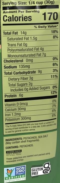 Setton Farms Shelled Pistacho Kernels, Whole Dry Roasted With Sea Salt 20 Oz. (1.25 Lbs)