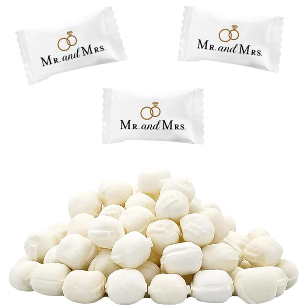 The Dreidel Company Mr. & Mrs. Wedding Buttermints, Mint Candies, After Dinner Mints, Butter Mint Candy, Fat-Free, Individually 