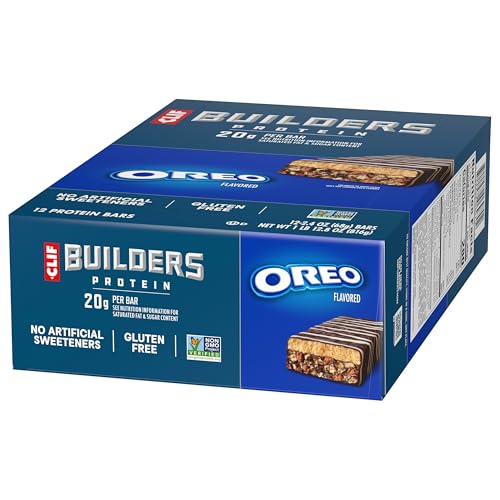CLIF BUILDERS Protein Bars - OREO-Flavored - 20g Plant Based Protein - Gluten Free - Non-GMO - Low Glycemic - No Artificial Swee