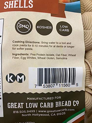 Great Low Carb Bread Company Pasta Shells