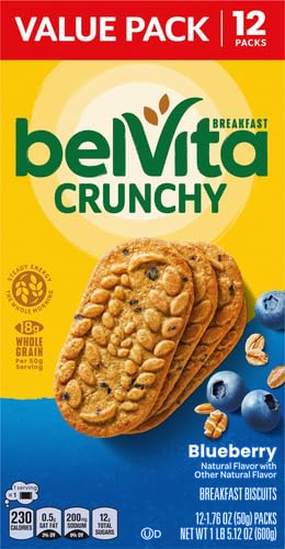 belVita Blueberry Breakfast Biscuits, Value Pack, 24 Packs (4 Biscuits Per Pack)