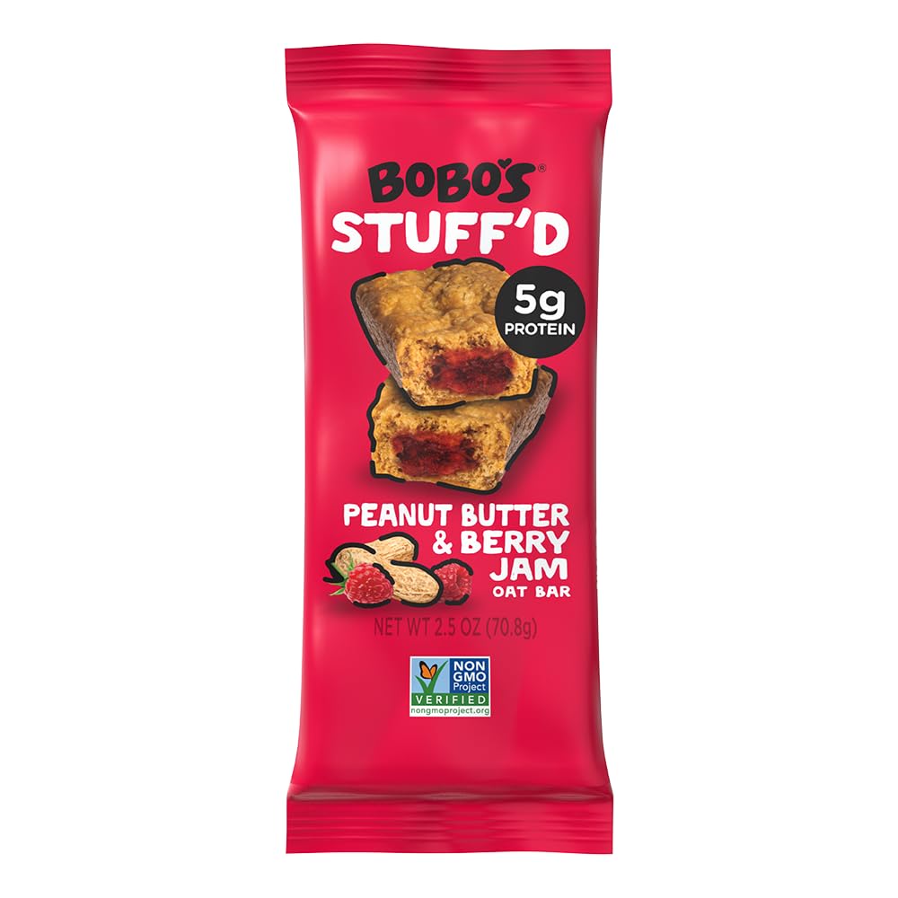 Bobos Oat Stuffd Bars, Peanut Butter & Jelly, Gluten Free, 12 Count, 2.5 oz Bars