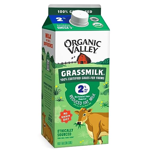 Organic Valley Grassmilk, 100% Grass Fed Organic 2% Reduced Fat Milk, Half Gallon, 64 oz