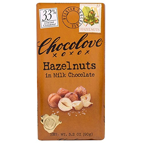 Chocolove Xoxox Premium Bar, Milk Chocolate, Hazelnuts, 12 Count