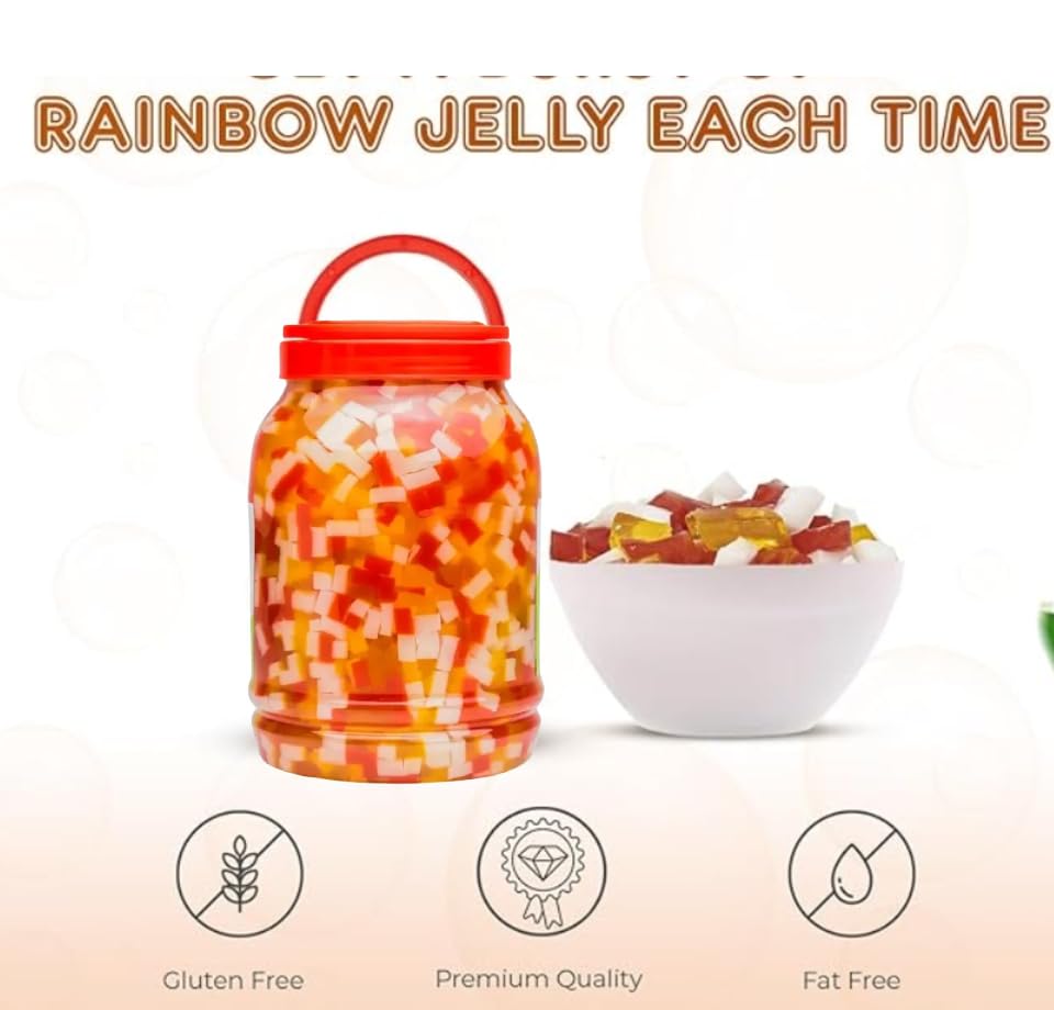 Darong Coconut Jelly Topping Nata De Coco For Bubble Tea 8.4 Lb | Rainbow Jelly | For Boba Tea, Smoothies, Slushes, Desserts | 8