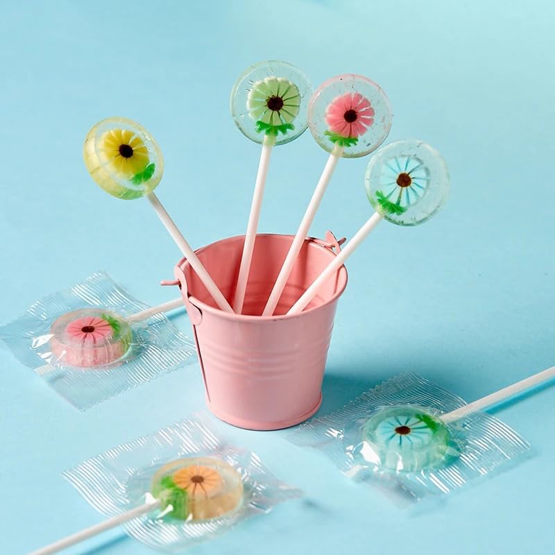 Flower Candy Lollipops - Individually Wrapped Suckers Bulk - Net Wt 8Oz (Approx. 29 Pops)