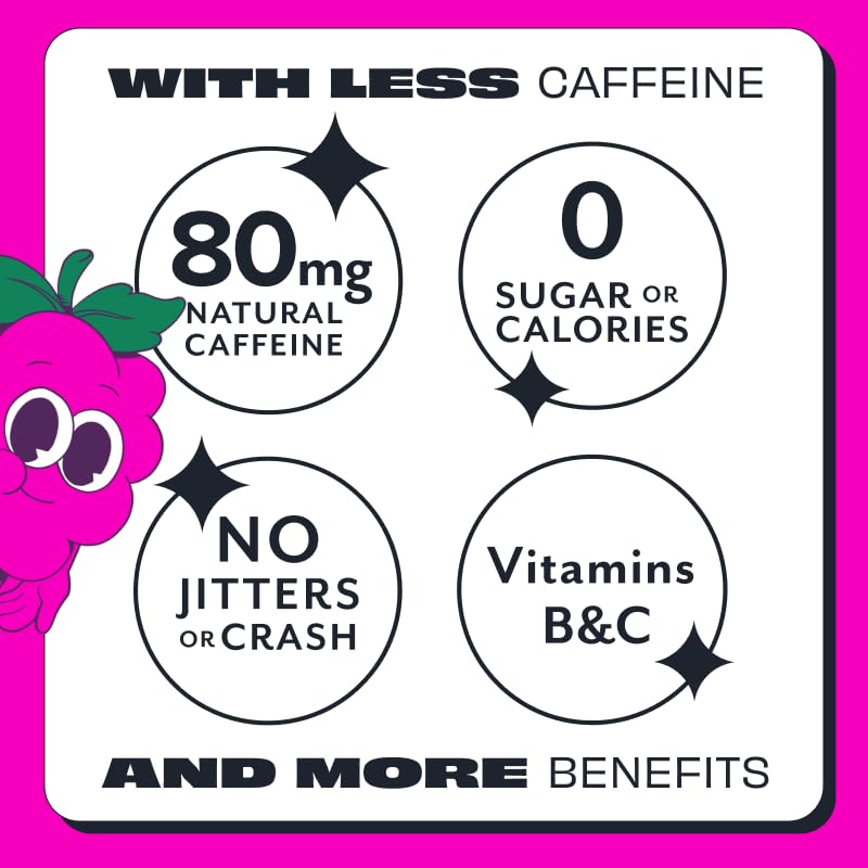 ASPIRE Raspberry Acai 24 Pack - Sugar Free  Natural Caffeine Low Caffeine Sparkling Drink - Keto Friendly - Refreshing Sparkling Boost