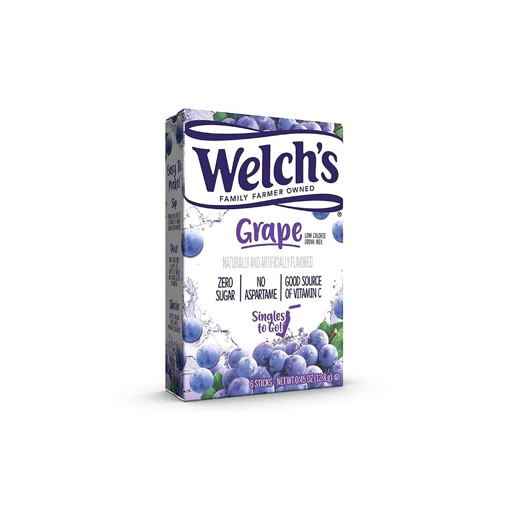 SINGLES TO GO! Welchs Variety Pack - Strawberry Peach, Cherry Pomegranate & G , 0.46 Ounce (Pack of 6)