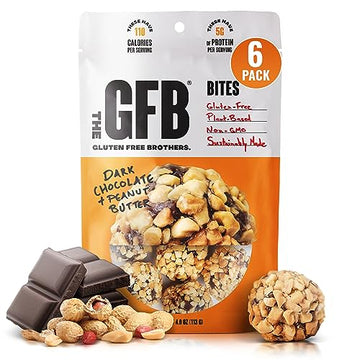 The Gluten Free Brothers Dark Chocolate Peanut Butter Bites - Gluten Free Protein Balls - Non Gmo, Soy Free, Vegan - Snack Size 