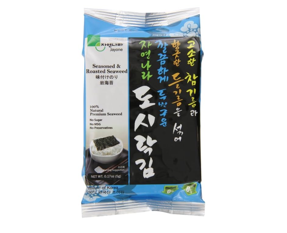 Jayone Seaweed, Roasted And Lightly Salted, 0.17 Ounce (Pack Of 24),Nutty Flavor