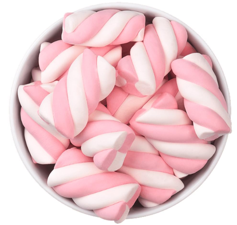The Hampton Candy Company Pink & White Marshmallow Twists, 8.8 Oz. Bag, Pink Candy, Bulk Marshmallows, Docile sold by The Hampto