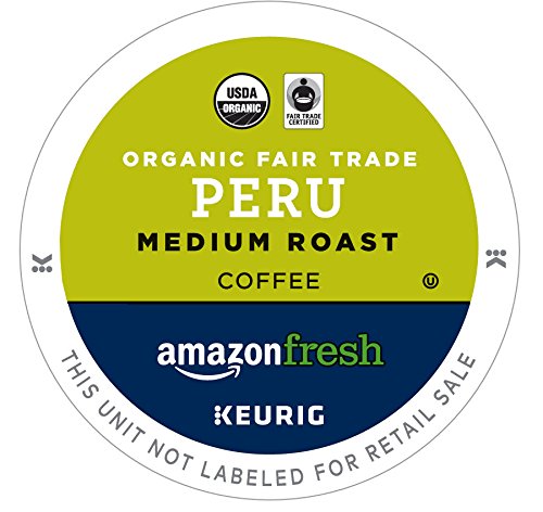 AmazonFresh Organic Fair Trade K-Cups, Peru Medium Roast, 80 Count, Compatible with Keurig K-Cup Brewer