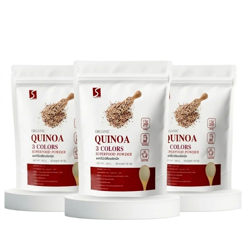 (Pack of 3) ???????? Tri-Color Quinoa Powder, Fine Ground Red, White, and Black Quinoa Mix100g