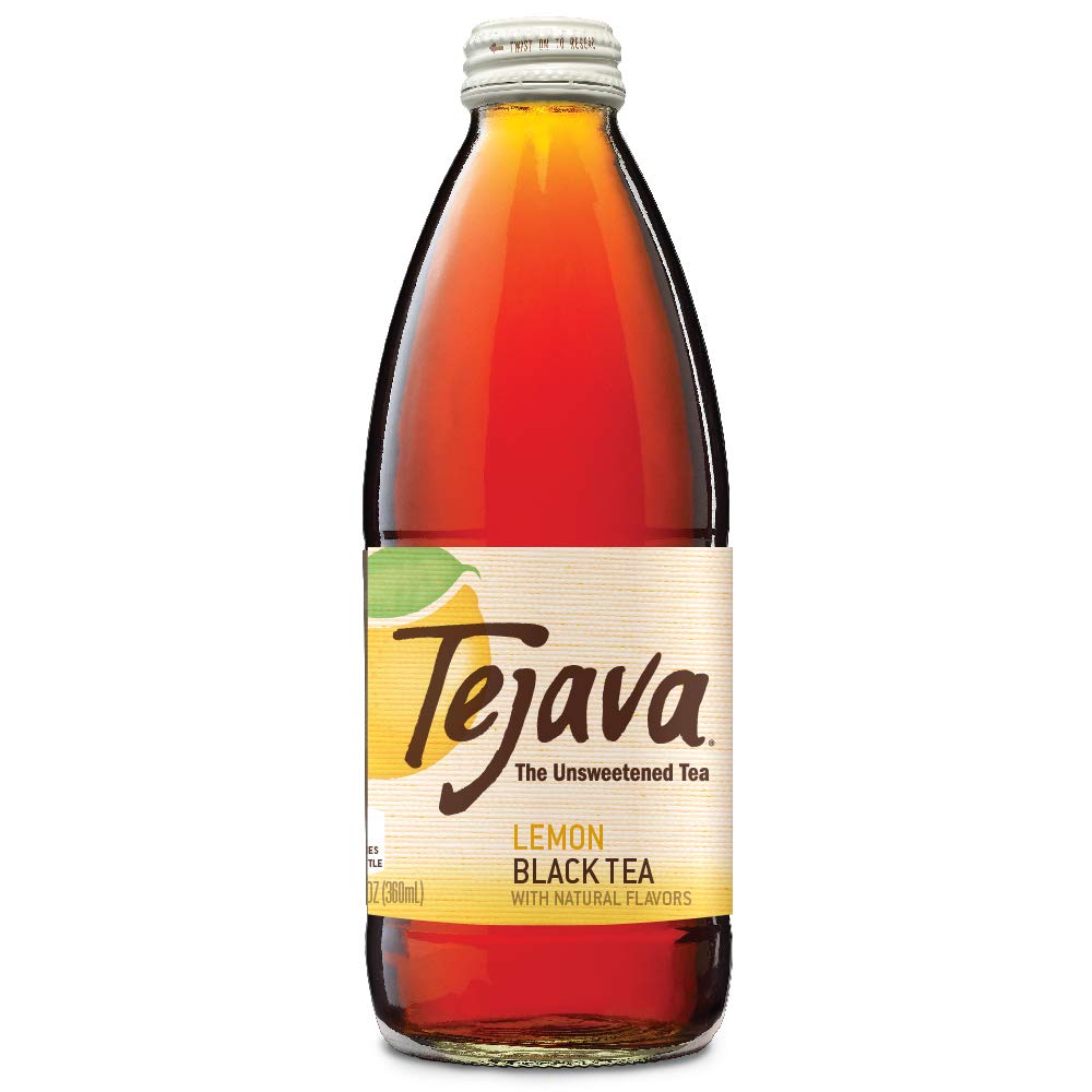 Tejava Lemon Black Iced Tea, 24 Pack, 12Oz Glass Bottles, Unsweetened, Non-Gmo, Kosher, No Sugar Or Sweeteners, No Calories, No Preservatives, Brewed In Small Batches