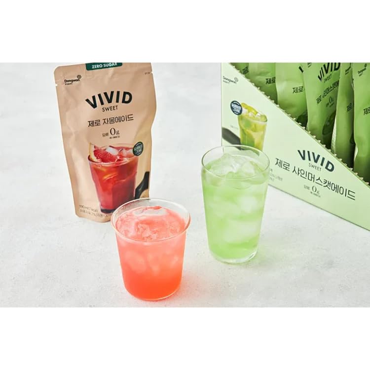 Vivid Kitchen Korean Grape Ade - Grapefruit Flavor - Zero Sugar, Zero Calories - 6.4 Fl Oz (10 Pouches) - No Corn Syrup Or Prese