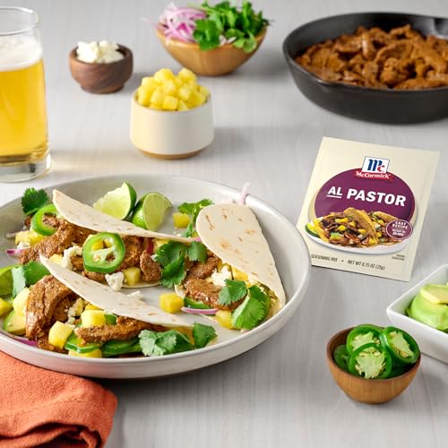 McCormick Seasoning Mix  Al Pastor  Smoky  Tangy & Savory Al Pastor for Tacos  Rice Bowls & Burritos  Ready to Serve In 20 Minutes  0.75 oz (Pack of 12)