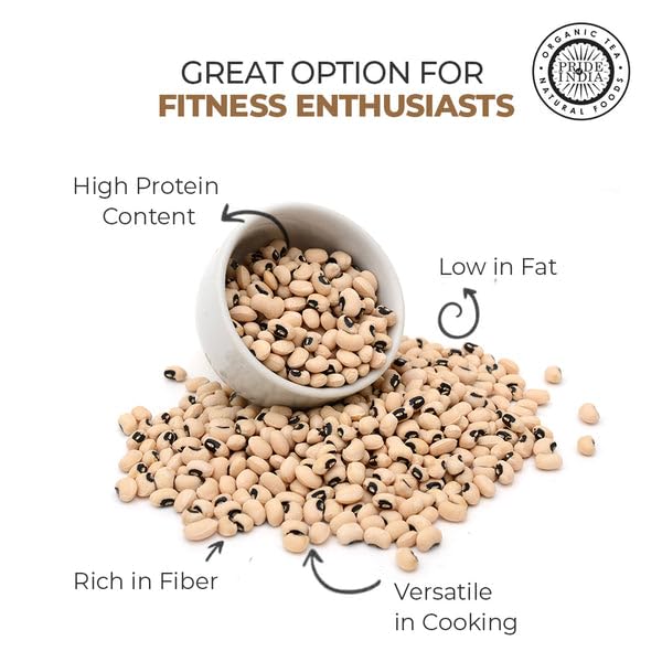 Pride Of India - Pack Of 6 - Indian Whole Black Eyed Peas - Protein & Fiber Rich Lobiya, 1.5 Pound Jar