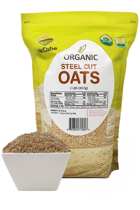 McCabe Organic Steel Cut Oats, Rich in Fiber & Minerals, 32 Ounce (Pack of 3)