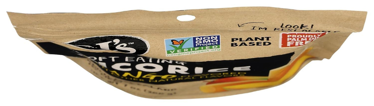 Soft Eating Mango Licorice - Rjs Licorice 7.05Oz Bag - Non-Gmo, No Hfcs, Vegan-Friendly & Kosher - Batch Made In New Zealand